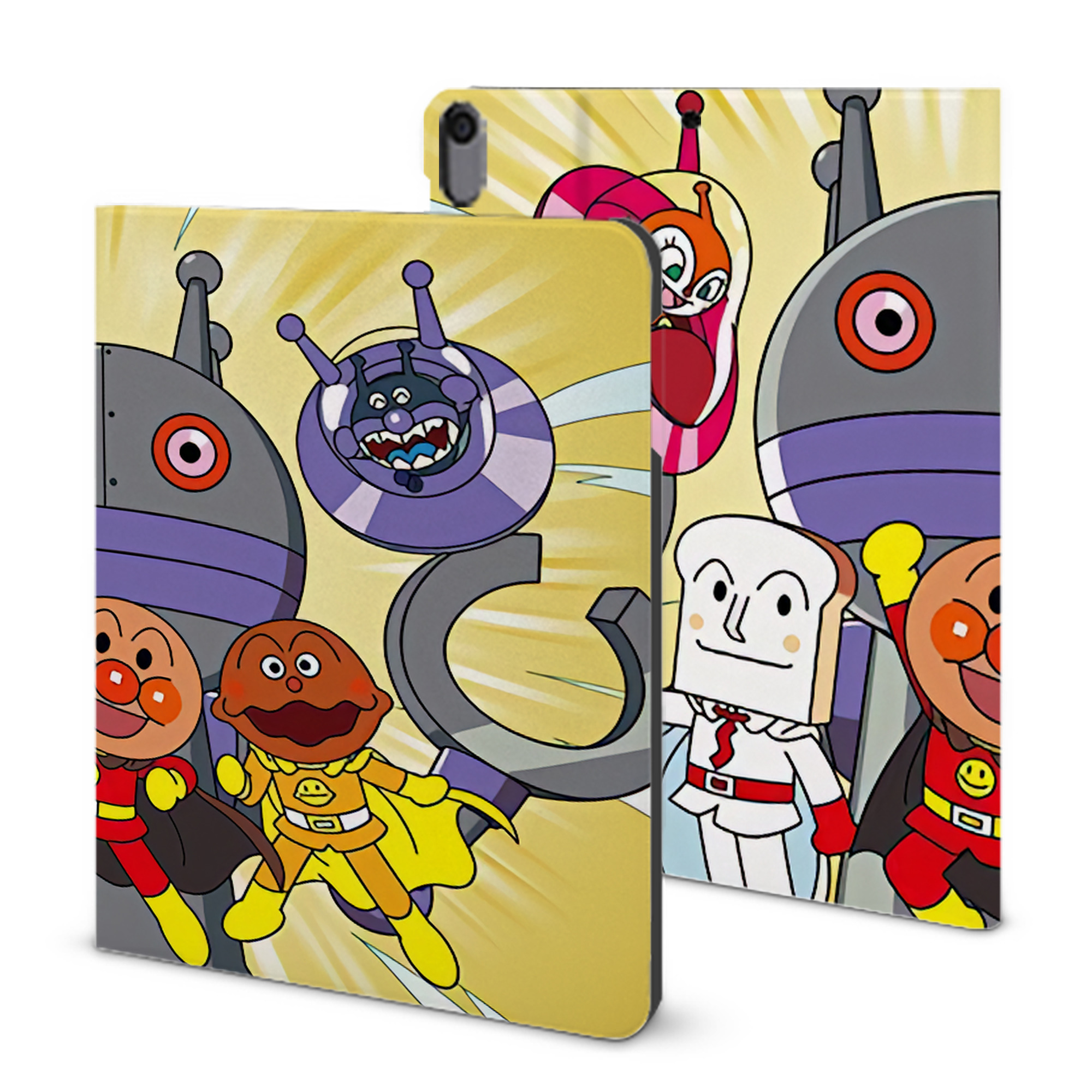 （画像用） アンパンマン Anpanman IPad ケース ブック型 PUレザー TPU 耐衝撃 軽量 薄型 ペン収納なし 全面保護 IPad 各モデル対応